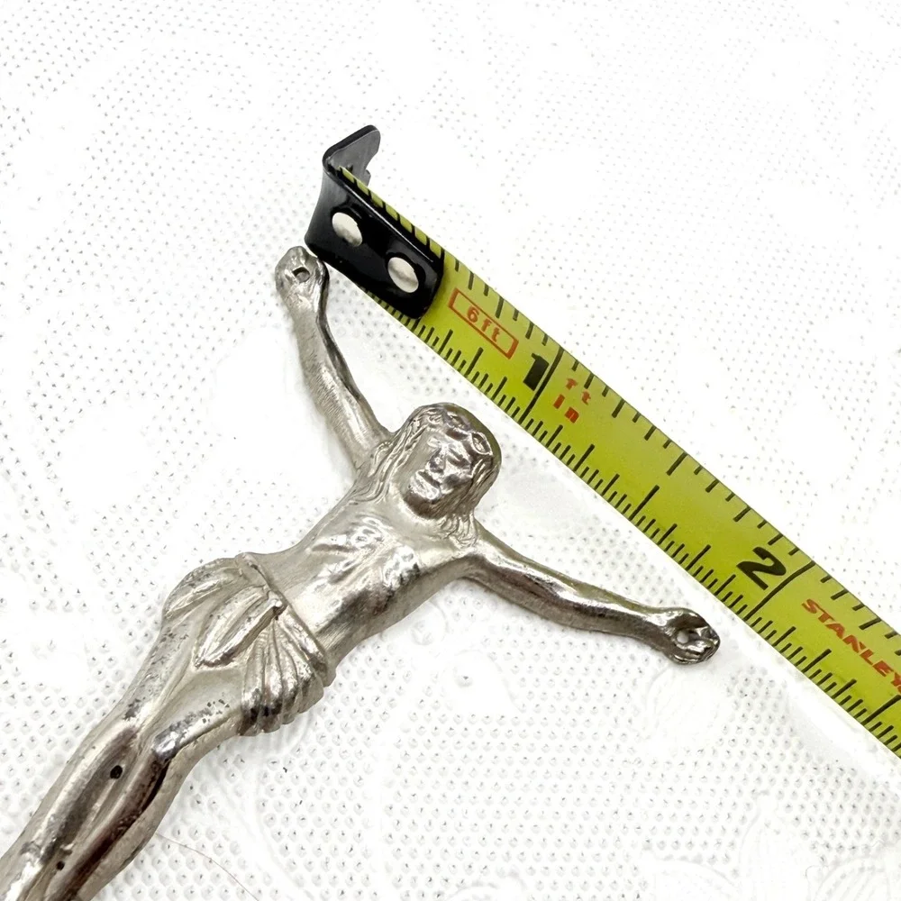 Vintage Silver Tone Pewter Jesus Corpus Christi Crucifix 2.5